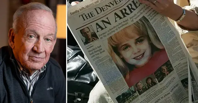 Composite photo of John Ramsey and JonBenet Ramsey newspaper article.